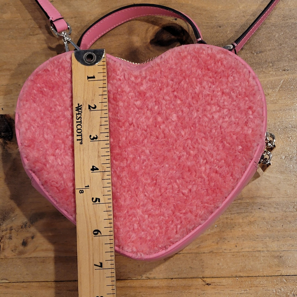Kate Spade Love Shack Heart Crossbody Bag Pink Faux Fur Sherpa Pomegranate - Picture 12 of 12
